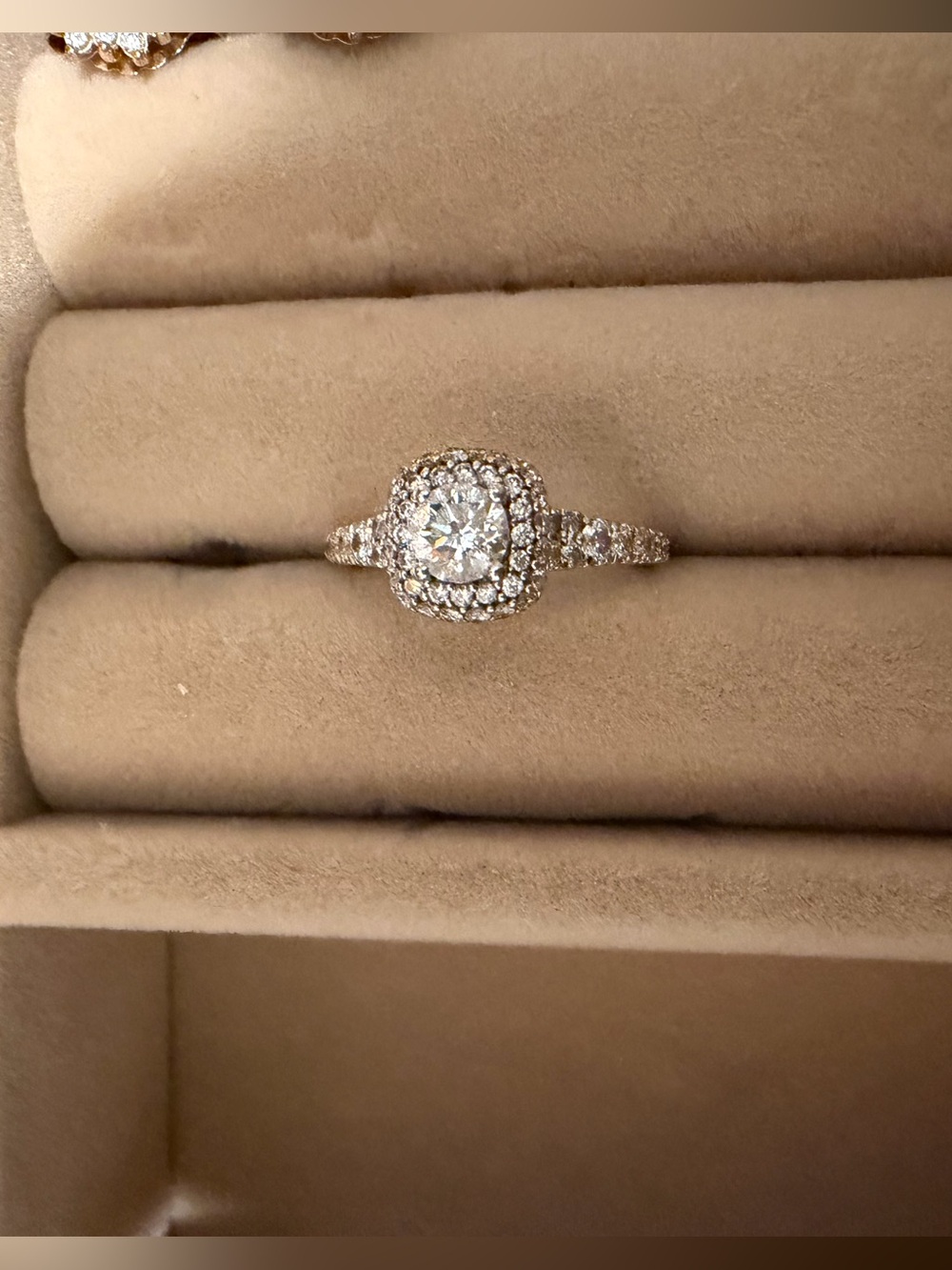 14K White Gold Diamond Halo Engagement Ring